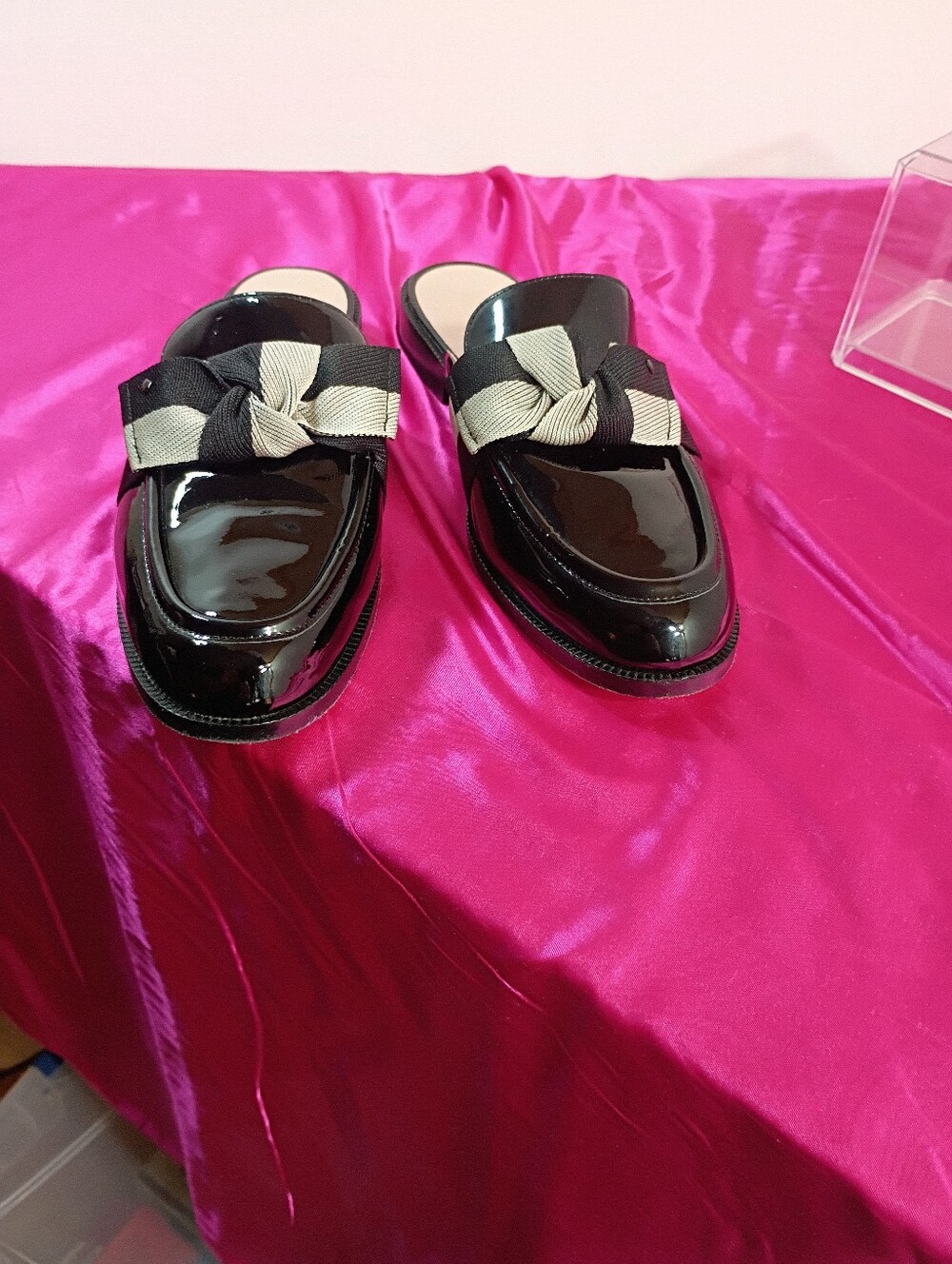 Kate Spade Women's SZ 9.5B Patent Leather Fabric Leandra Mule Loafers Black. - Picture 9 of 9
